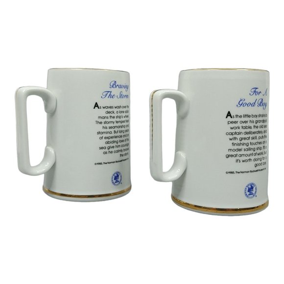 Vintage Norman Rockwell Coffee Cup 12 Oz Mugs Braving The Storm For a Good Boy - Picture 8 of 12